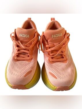 Hoka Bondi 8 Running Shoes Peach Coral Size 8.5B Women